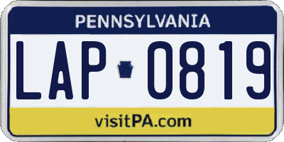 PA license plate LAP0819