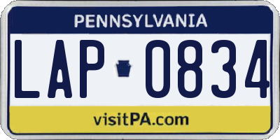 PA license plate LAP0834