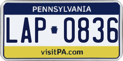 PA license plate LAP0836