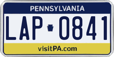 PA license plate LAP0841