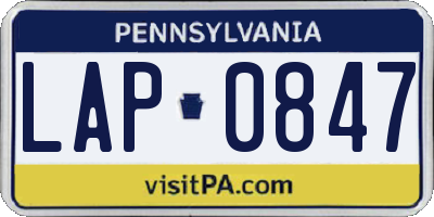 PA license plate LAP0847
