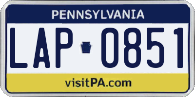 PA license plate LAP0851