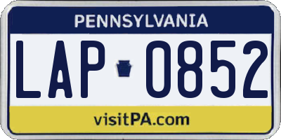 PA license plate LAP0852