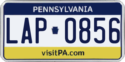 PA license plate LAP0856