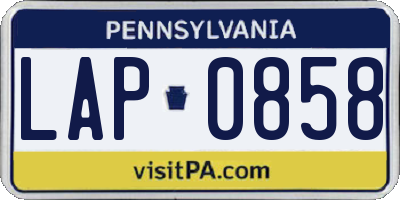 PA license plate LAP0858