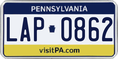 PA license plate LAP0862