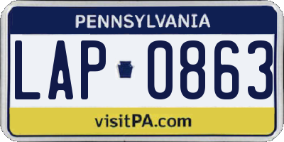 PA license plate LAP0863