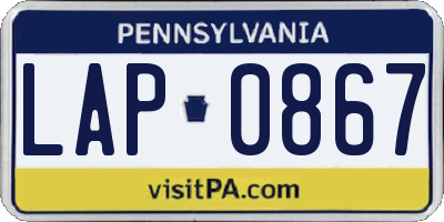 PA license plate LAP0867