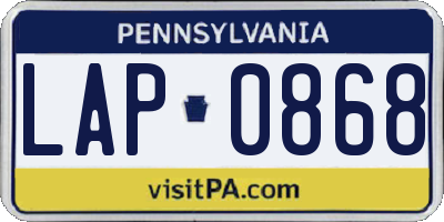 PA license plate LAP0868
