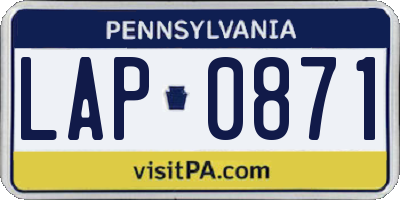 PA license plate LAP0871