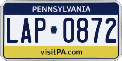 PA license plate LAP0872