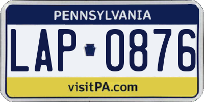 PA license plate LAP0876
