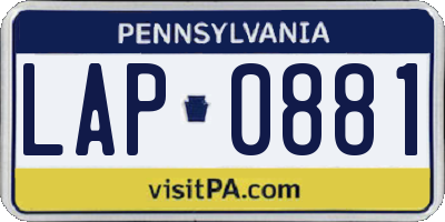 PA license plate LAP0881