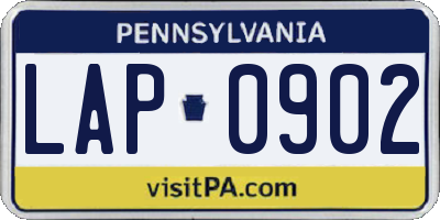 PA license plate LAP0902