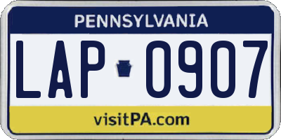 PA license plate LAP0907