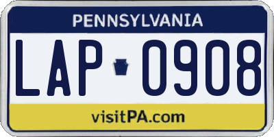 PA license plate LAP0908