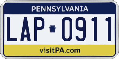 PA license plate LAP0911
