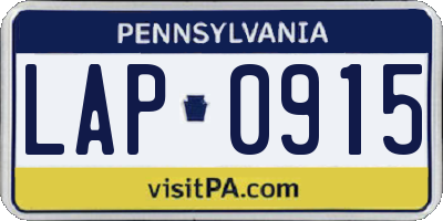 PA license plate LAP0915