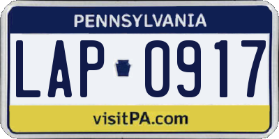 PA license plate LAP0917