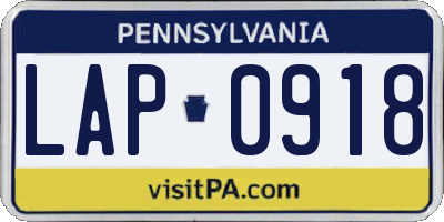 PA license plate LAP0918