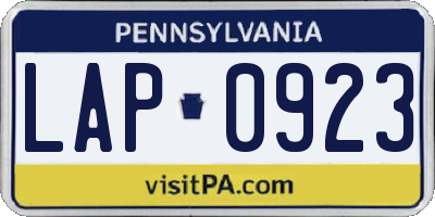 PA license plate LAP0923