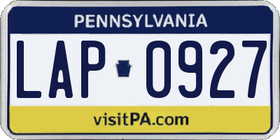 PA license plate LAP0927