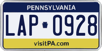 PA license plate LAP0928
