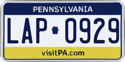 PA license plate LAP0929