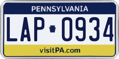 PA license plate LAP0934