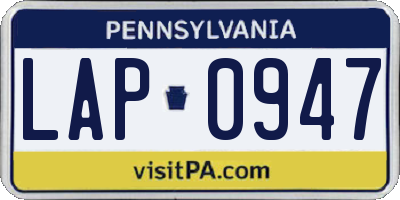 PA license plate LAP0947