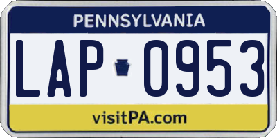 PA license plate LAP0953