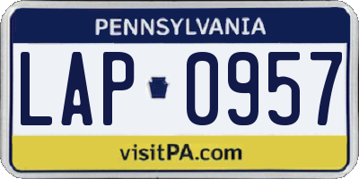 PA license plate LAP0957