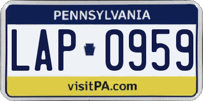 PA license plate LAP0959