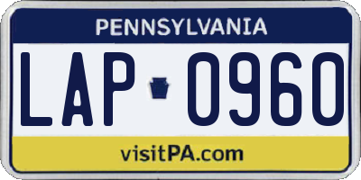 PA license plate LAP0960