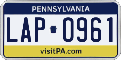 PA license plate LAP0961