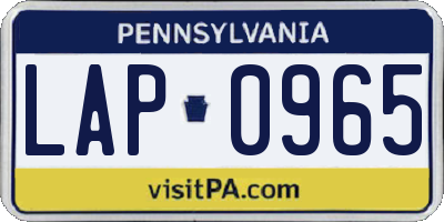 PA license plate LAP0965