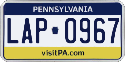 PA license plate LAP0967