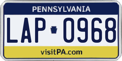 PA license plate LAP0968