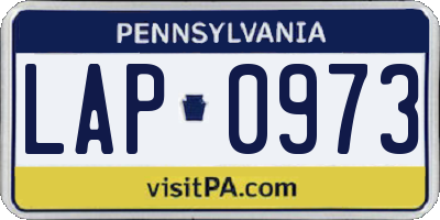 PA license plate LAP0973