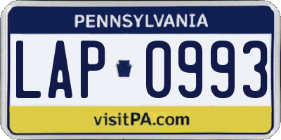 PA license plate LAP0993