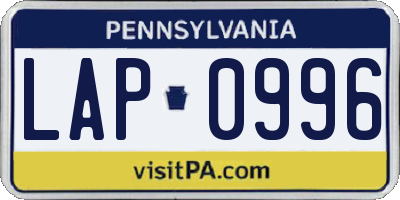 PA license plate LAP0996
