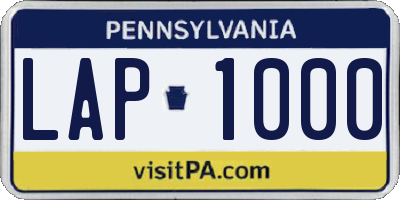 PA license plate LAP1000