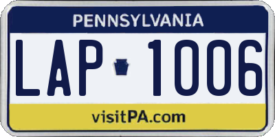 PA license plate LAP1006
