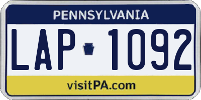 PA license plate LAP1092