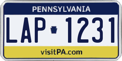 PA license plate LAP1231