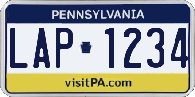 PA license plate LAP1234