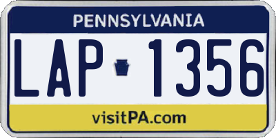 PA license plate LAP1356