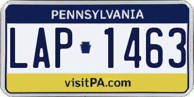 PA license plate LAP1463