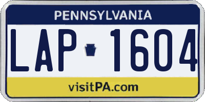 PA license plate LAP1604