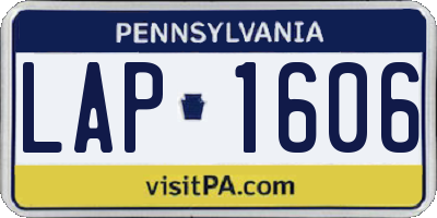 PA license plate LAP1606